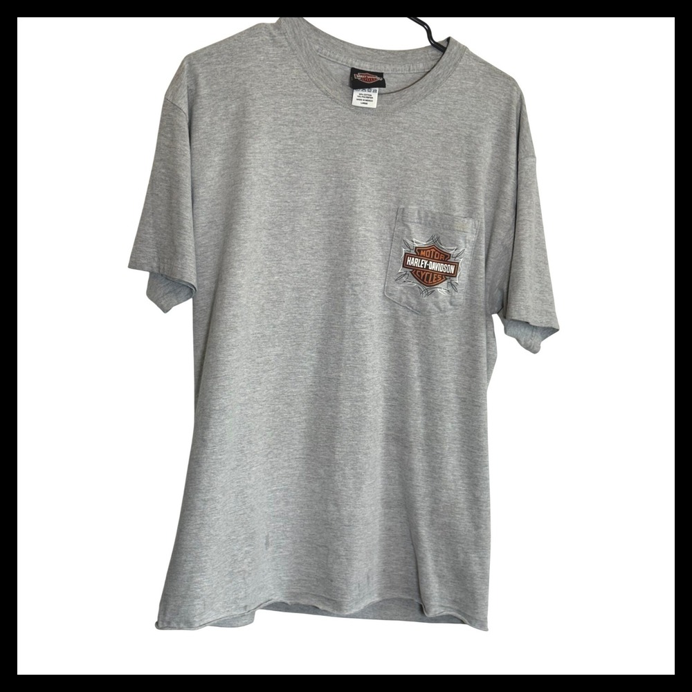 Harley-Davidson Dothan Alabama Eagle Pocket T-Shirt Mens Large Gray Short Sleeve
